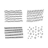 Set of scribble abstract doodle textures isolated on white background. Freehand inky stripes, zigzag lines, circles. vector