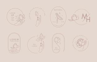 contorno de flor de loto marrón.ilustración vectorial para icono, adhesivo, imprimible y tatuaje vector