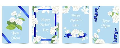 mother's day invitation with jasmine vector