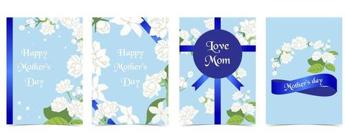 mother's day invitation with jasmine vector