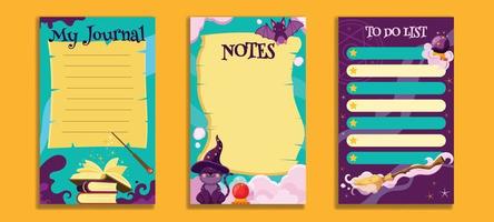 Magical Fantasy Journal Pages Template Set vector