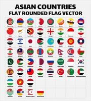 Asian Countries Flags Flat Rounded Vector