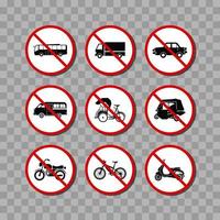 Transportation prohibition sign collection graphic design vector illustration