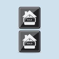venta y vendido casa signo diseño vector ilustración