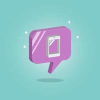 Phone in 3d speech bubble vector illustration