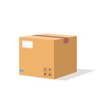 Parcel carton box vector container, package paper box flat cartoon design isolated on white