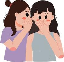 two friends gossip and whispering to other shocked woman illustration vector