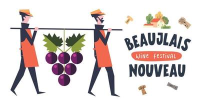 Beaujolais Nouveau Wine Festival. Vector illustration, a set of design elements for a wine festival.