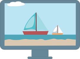 Sailing yacht. Sailing boat. Vector Illustration in cartoon style isolated on white background