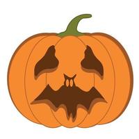 icono de calabaza de Halloween. vector. símbolo de otoño. diseño plano. calabaza aterradora de halloween con sonrisa, cara feliz. silueta de calabaza naranja aislada sobre fondo blanco vector