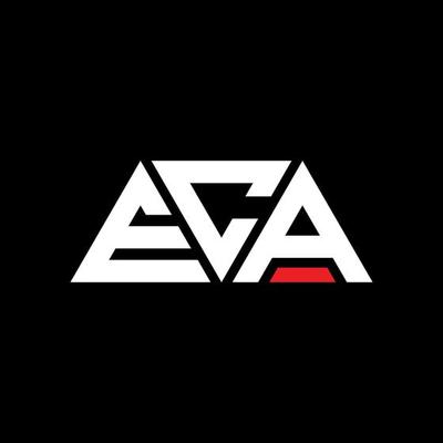 ECA triangle letter logo design with triangle shape. ECA triangle logo design monogram. ECA triangle vector logo template with red color. ECA triangular logo Simple, Elegant, and Luxurious Logo. ECA