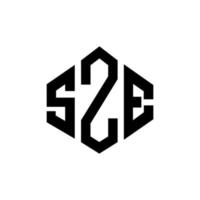 SZE letter logo design with polygon shape. SZE polygon and cube shape logo design. SZE hexagon vector logo template white and black colors. SZE monogram, business and real estate logo.