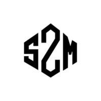 SZM letter logo design with polygon shape. SZM polygon and cube shape logo design. SZM hexagon vector logo template white and black colors. SZM monogram, business and real estate logo.