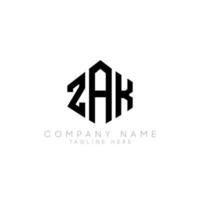 ZAK letter logo design with polygon shape. ZAK polygon logo monogram. ZAK cube logo design. ZAK hexagon vector logo template white and black colors. ZAK monogram, ZAK business and real estate logo.