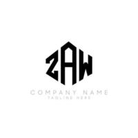 ZAW letter logo design with polygon shape. ZAW polygon logo monogram. ZAW cube logo design. ZAW hexagon vector logo template white and black colors. ZAW monogram, ZAW business and real estate logo.