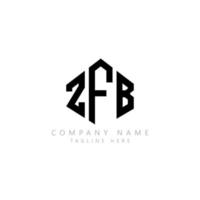 ZFB letter logo design with polygon shape. ZFB polygon and cube shape logo design. ZFB hexagon vector logo template white and black colors. ZFB monogram, business and real estate logo.