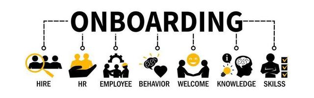 Onboarding Business Banner Web Concept with Hire Skilss Knowledge Employee HR Behavior icons vector