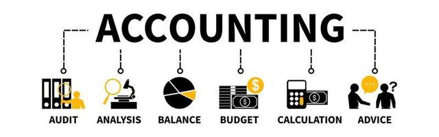 Accounting Vector Illustration Banner systems for business financial with icons
