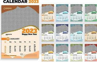 Modern 2023 calendar design template Free Vector