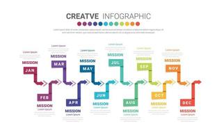 Presentation business infographic template for 12 months, 1 year, can be used for Business concept with 12 options vector