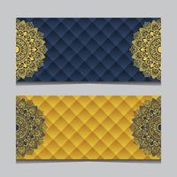 Facebook Cover Banner Background Set with Mandala and 3d Pattern vector