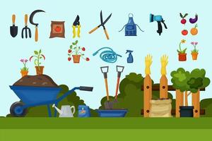 concept of gardening garden tools banner equipment vector