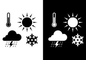 Black and White Weather Icons Clipart Vector Illustration