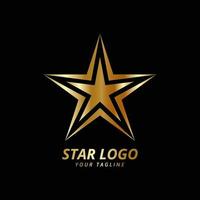 Gold star logo vector Illustration with black background