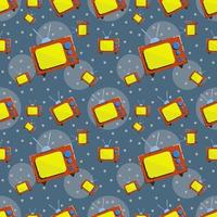 Seamless pattern with retro tv. Vector illustration in retro style.
