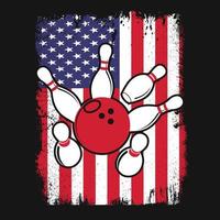 Bowling Strike Sport USA Flag Vector T-shirt