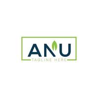 diseño de logotipo de letra anu sobre fondo blanco. concepto creativo del logotipo de la letra de las iniciales de anu. diseño de letras anu. vector