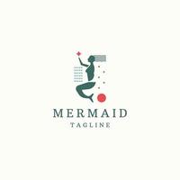 Mermaid logo icon design template flat vector illustration