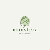 Ilustración de vector plano de plantilla de diseño de icono de logotipo de naturaleza de hoja de monstera