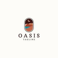 Ilustración de vector plano de plantilla de diseño de icono de logotipo de desierto de oasis