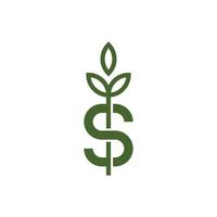 letter S plant. dollar growth logo concept vector