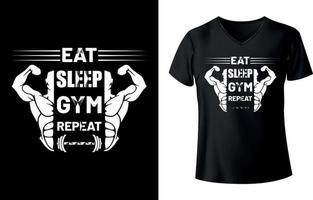 Eat Sleep Gym Repeat T shirt Design Template Free vector