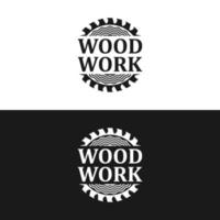 wood work logo in vintage style vector