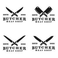 Butcher knife logo set in vintage style vector