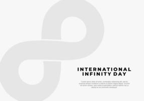 afiche del día internacional del infinito el 8 de agosto con símbolo de infinito gris sobre fondo blanco. vector