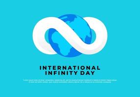 afiche internacional del día infinito el 8 de agosto con símbolo infinito blanco y tierra sobre fondo azul. vector