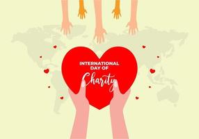 International day of charity banner poster on september 5 th with hand give love to other hand on white background vector