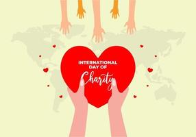 International day of charity banner poster on september 5 th with hand give love to other hand on white background vector