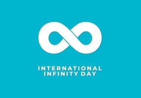 afiche internacional del día del infinito el 8 de agosto con símbolo de infinito blanco sobre fondo azul. vector