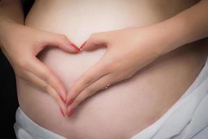 Pregnant Woman Heart Hance Over Belly photo