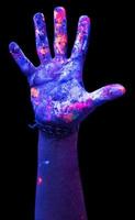 Abstract Black Light Neon Colors Left Hand And Arm photo