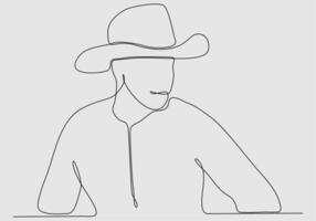 línea continua de sombrero hombre ilustración vectorial vector