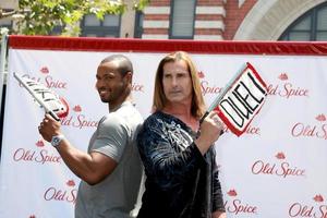 LOS ANGELES, JUL 28 - Isaiah Mustafa, Fabio at a public appearance to promote the Epic Old Spice Challenge at The Grove on July 28, 2011 in Los Angeles, CA photo