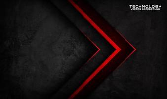 3D black technology abstract background overlap layer on dark space with red light effect decoration. Graphic design element dirty style concept for banner, flyer, card, brochure cover or landing page vector