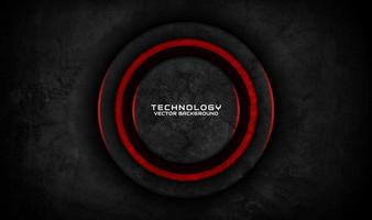 3D black technology abstract background overlap layer on dark space with red light effect decoration. Graphic design element dirty style concept for banner, flyer, card, brochure cover or landing page vector