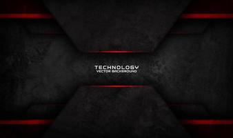 3D black technology abstract background overlap layer on dark space with red light effect decoration. Graphic design element dirty style concept for banner, flyer, card, brochure cover or landing page vector